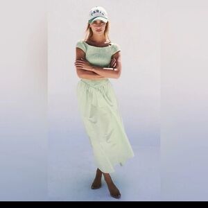 Free People Ceci Smocked Midi Dress Lime Green size Medium